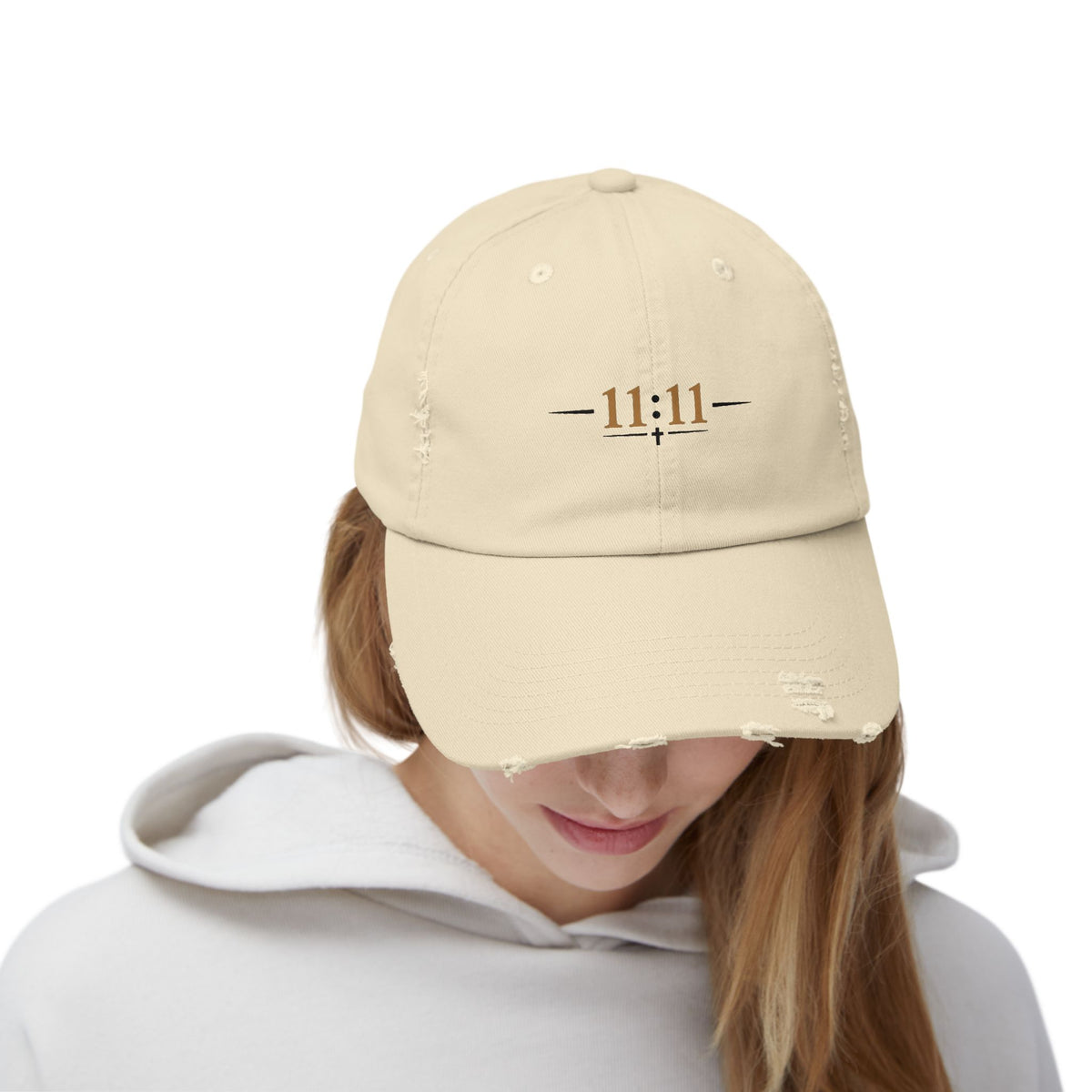 11:11 Distressed Baseball Cap (Tan)