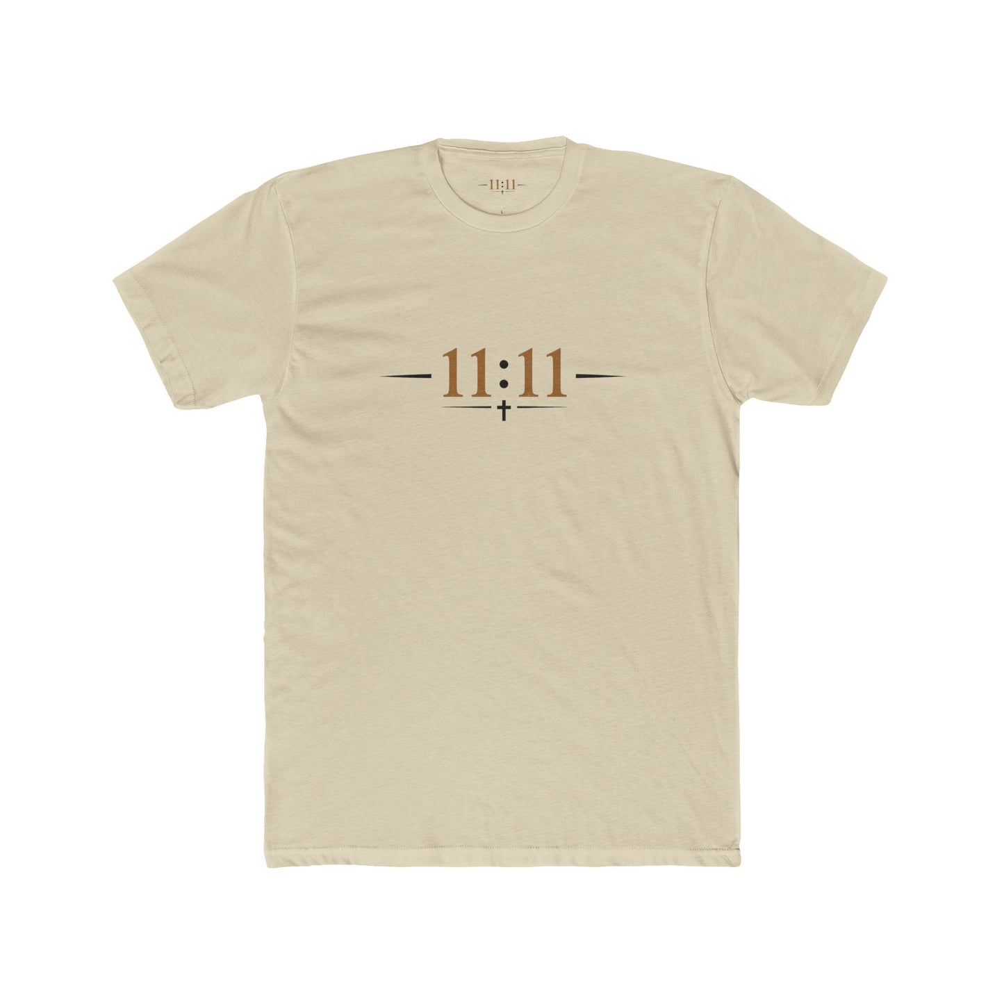 11:11 Minimalist Tee — Spiritual Numerology Cotton T-Shirt (Tan)