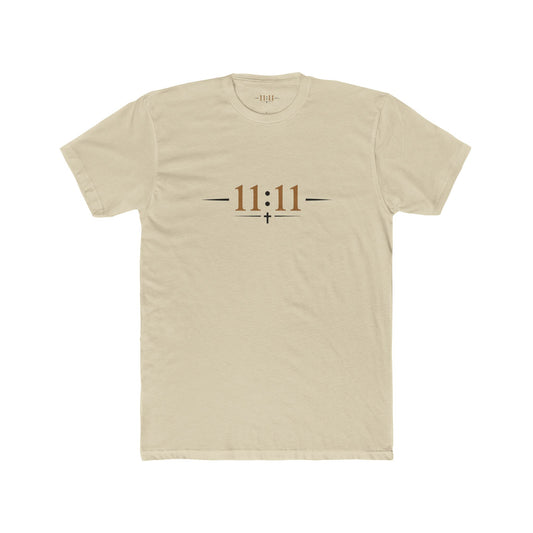11:11 Minimalist Tee — Spiritual Numerology Cotton T-Shirt (Tan)